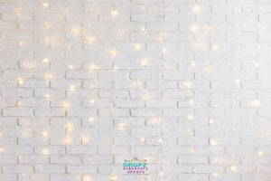 Backdrop - White Brick Fairy Lights