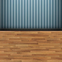 Backdrop - Wooden Floor Teal Striped Wall