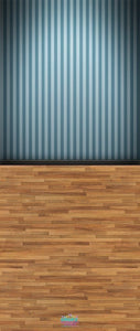 Backdrop - Wooden Floor Teal Striped Wall